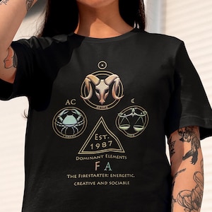 Astrology Big Three t shirt. Personalized Sun, Moon and Rising Sign shirt. Aries t-shirt. Custom Zodiac t shirt. Horoscope t shirt.