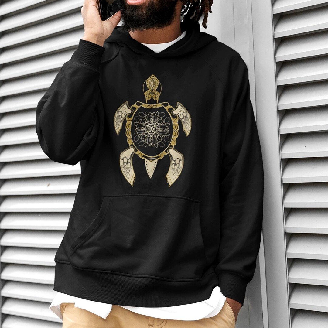 Sea Turtle Hawaiian Orange Pattern Print Women Men Pullover Hoodie