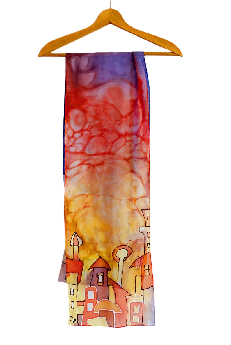 Handpainted blue orange ombre scarf. Many color urban scarf Etsy