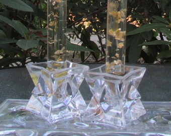 24% Lead Crystal Candle Holders by Avon