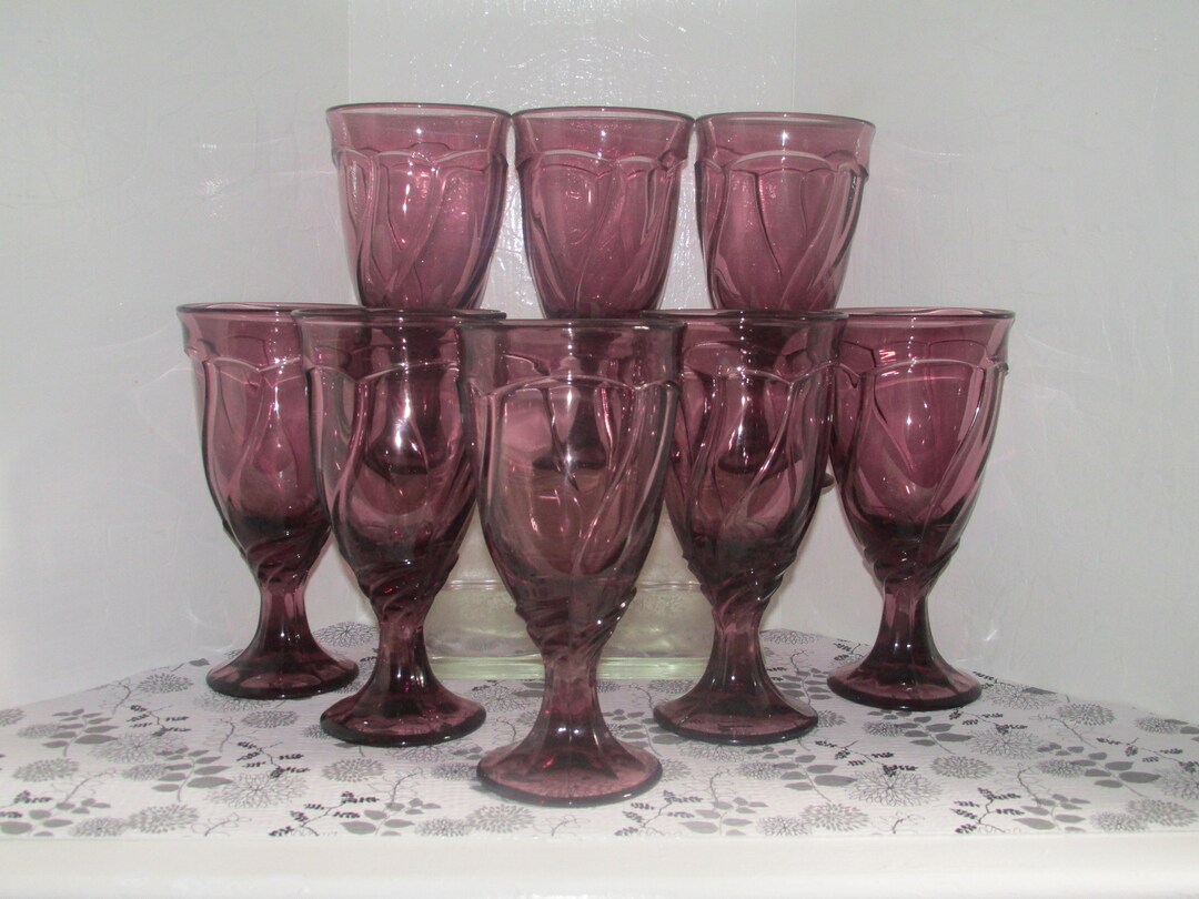 Set of 8 Noritake Purple Stemware Etsy