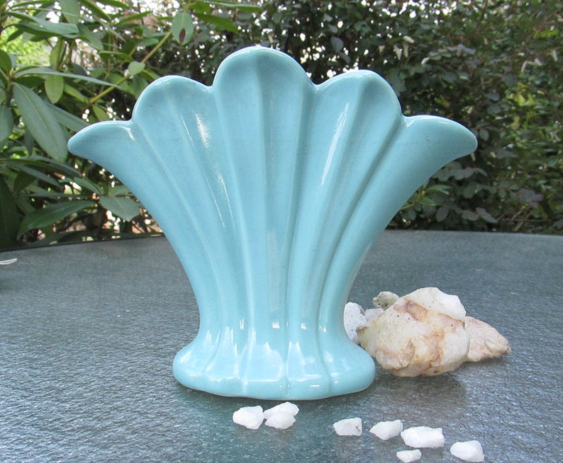 1940s Camark Blue Art Pottery Flower Vase 980 Etsy