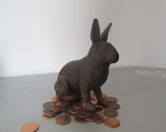 Cast Iron Rabbit Coin Bank