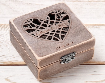 Rustic Wedding Ring Box, Ring Bearer Box, Wedding Ring Box, Ring Holder, Custom Ring Box Personalized