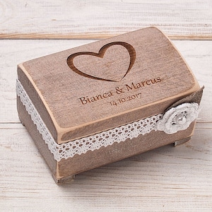 Heart wedding ring bearer proposal box, rustic wedding ring holder, personalized wooden ring pillow box, engagement will you marry me