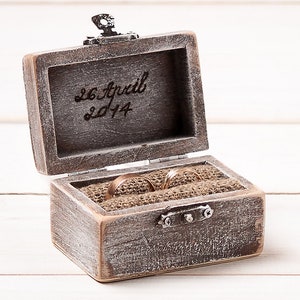 Personalized Wedding Ring Box, Rustic Ring Holder, Wedding Ring Pillow Bearer Box, Wooden Engagement Ring Box, Proposal Ring Box Wedding Day image 1