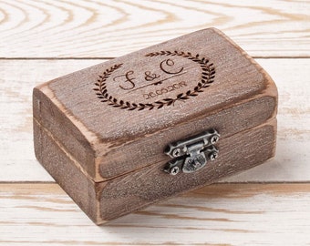 Ring Bearer Box Wedding Ring Box Engarved Ring Holder Wooden Personalized  Monogram Ring Pillow for Rustic Wedding