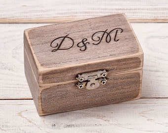 Ring Bearer Pillow, Engraved Ring Box, Rustic Wedding Wood Ring Box, Alternative  Ring Keepsake Box, Ring Holder, Burlap Ring Cushion