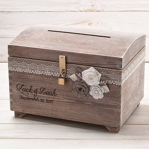 Scatola per biglietti di matrimonio con porta carte di memoria con serratura a fessura Scatola per posta dei desideri in legno personalizzata di grandi dimensioni Salvadanaio in legno Regalo per coppie rustiche