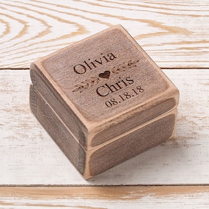 Custom Wedding Ring Box, Wooden Coin Box, Ring Bearer Box, Personalized Ring Box, Ring Holder, Rustic Proposal Box, Ring Gift Box