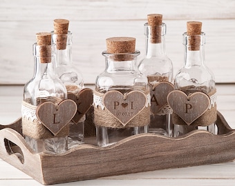 Kit para la ceremonia de la arena de la boda, kit para la unidad familiar, jarrones para la ceremonia de la arena, frascos de unidad personalizados, kit para la ceremonia de la arena grabado, frascos Mason rústicos