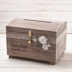 Hochzeitskarten Box Flitterwochen Fund Box Abschließbare Spardose Hochzeit Andenken Box Personalisierte Schließbox Holz Wunschbriefkasten Memory Truhe