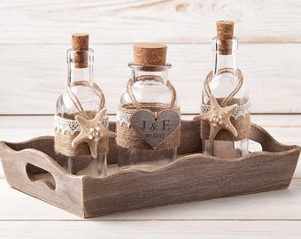 Beach Wedding Sand Ceremony Set Beach Sand Unity Jars Nautical Wedding Starfish Jars Personalized Unity Sand Jars Unity Sand Holder Rustic