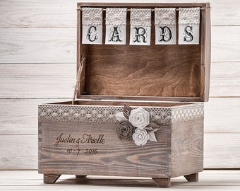 Boîte pour cartes Boîte pour cartes de réception de mariage Porte-cartes de mariage Boîte de mariage en bois personnalisée Boîte cadeau pour carte Coffre en bois Boîte à conseils Boîte à souvenirs