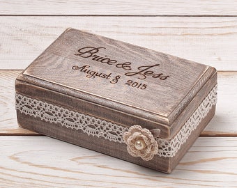 Personalized ring bearer box, wedding ring holder, wooden proposal ring box for wedding ceremony, rustic ring bearer pillow