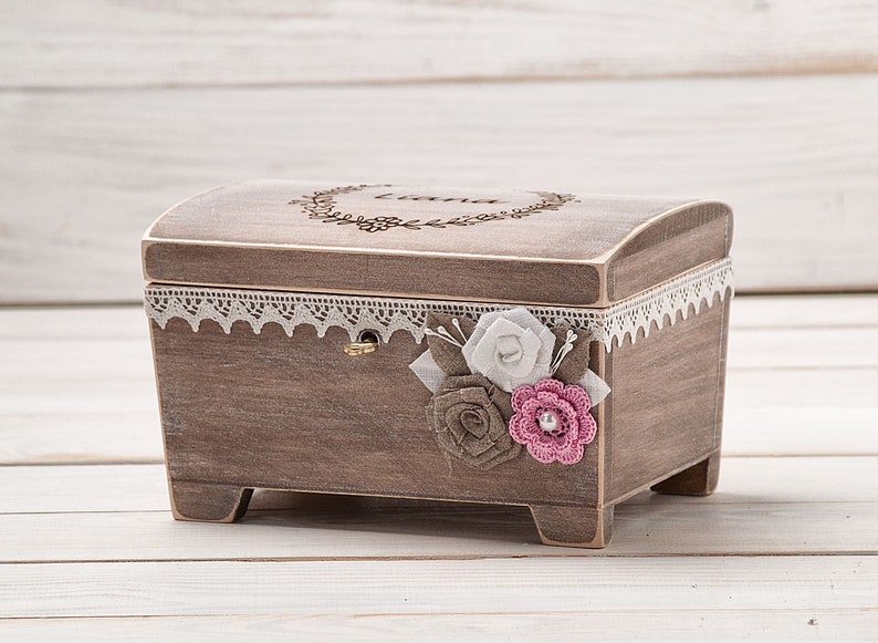 Girls Jewelry Box Baby Memory Box With Key Custom Keepsake Etsy