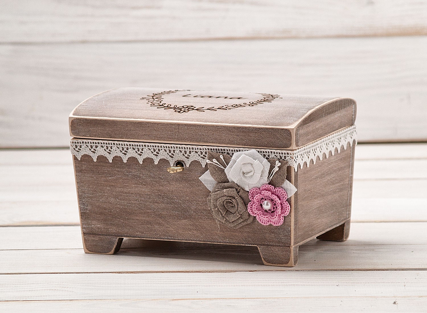 Girls Jewelry Box Baby Memory Box With Key Custom Keepsake Etsy