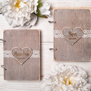 His Hers Wedding Vow Books, Rustic Wedding Vows, Personalized Wooden Wedding Book Set of 2, Bridal Shower Gift, Wedding Ceremony