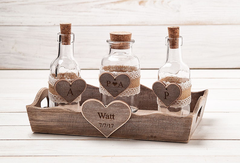 Unity Sand Ceremony Set Wedding Unity Sand Set Unity Sand Holder Wedding Unity Ceremony Personalized Unity Rustic Wedding Mason Jars image 7