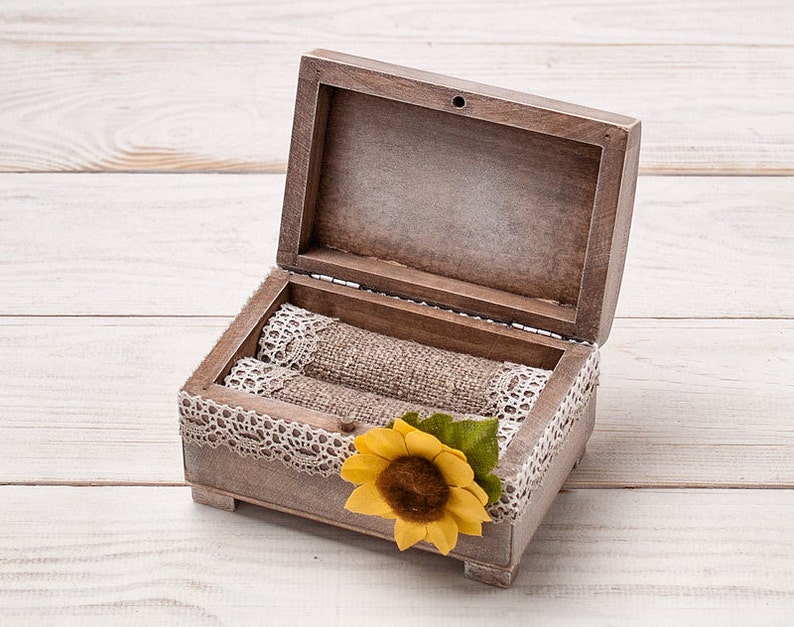 Sunflower Wedding Box Sunflower Ring Pillow Bearer Box image 2