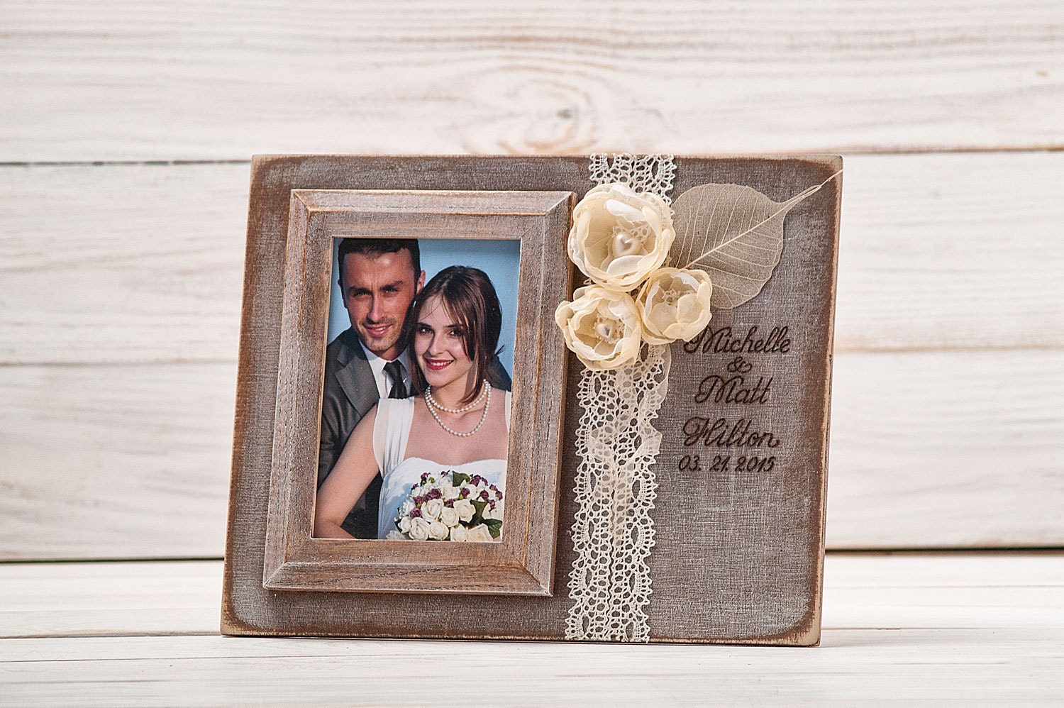 Personalized Wedding Picture Frame Rustic Wedding Photo Frame Etsy