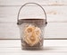 Flower girl basket, peach wedding bridal basket, champagne rustic wedding bucket with lace and roses, flower girl bag