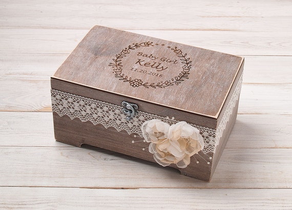 Baby Keepsake Box, Kids Memory Box, Personalised Toy Storage, Baby's First, Nursery Furniture, Baby Shower Baptism Gift, Wood Treasure Chest