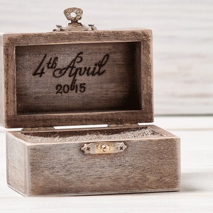 Personalized Wedding Ring Box, Rustic Ring Holder, Wedding Ring Pillow Bearer Box, Wooden Engagement Ring Box, Proposal Ring Box Wedding Day image 3