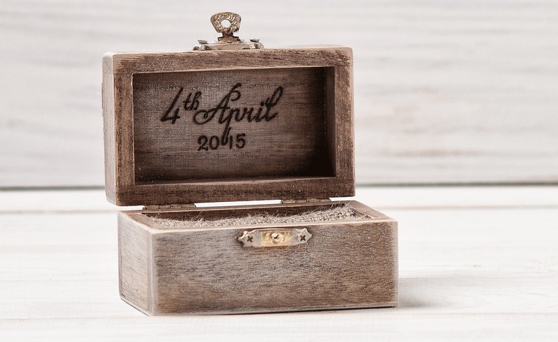 Personalized Wedding Ring Box, Rustic Ring Holder, Wedding Ring Pillow Bearer Box, Wooden Engagement Ring Box, Proposal Ring Box Wedding Day image 3