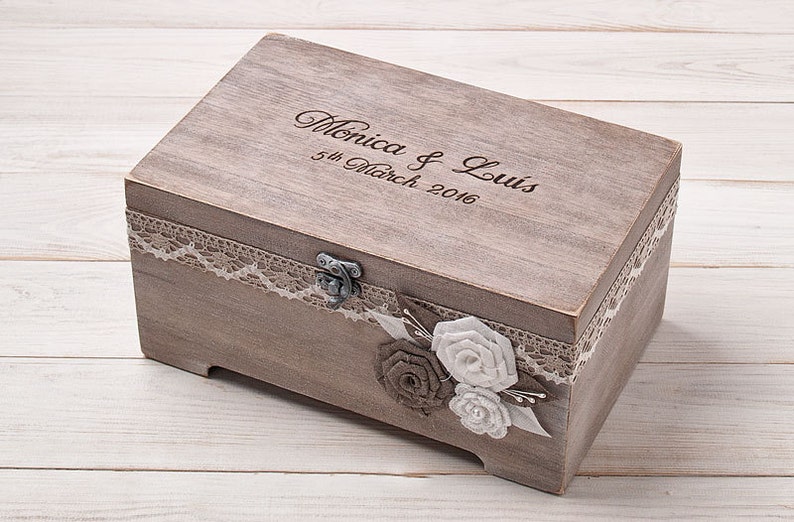 Personalized Rustic Wedding Card Box Holder With Cards Banner, Wooden ...