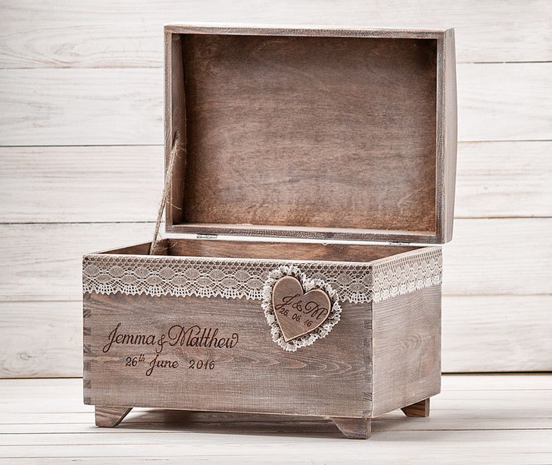Rustic Wooden Wedding Card Chest With Slot Personalized Etsy
