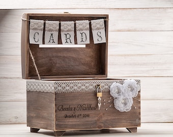 Wedding Card Holder Personalized Card Box with Lock Memory Money Box Wishing Well Wedding Envelope Holder Card Chest Gift for Couples