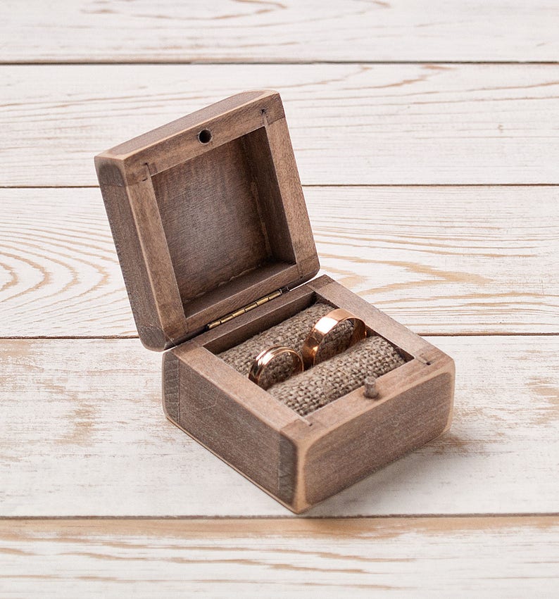 Custom Wedding Ring Box, Wooden Coin Box, Ring Bearer Box, Personalized Ring Box, Ring Holder, Rustic Proposal Box, Ring Gift Box image 5