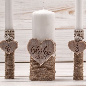 Wedding Unity Candle Set Rustic Unity Candle Church Ceremony Set Personalized Unity Candle Wedding Ceremony Custom Candle for a Vow Renewal image 2