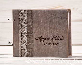 Wooden GuestBook, Custom Wedding Guest Book, Personalized Rustic Wedding Bridal Book, Engraved Album, Anniversary Photo Album, Wishes Book