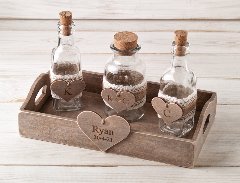 Unity Sand Ceremony Set Wedding Unity Sand Set Unity Sand Holder Wedding Unity Ceremony Personalized Unity Rustic Wedding Mason Jars image 2