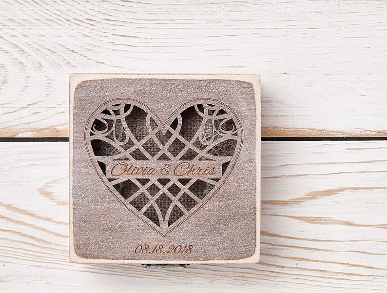 Ring Bearer Box Ring Pillow Personalized Ring Box Custom Wooden Box Wedding Ring Box Ring Bearer Box Rustic Wedding Ring Holder