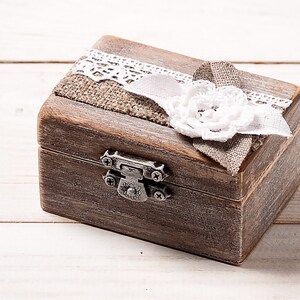 Personalized Wedding Ring Box, Rustic Ring Holder, Wedding Ring Pillow Bearer Box, Wooden Engagement Ring Box, Proposal Ring Box Wedding Day image 5