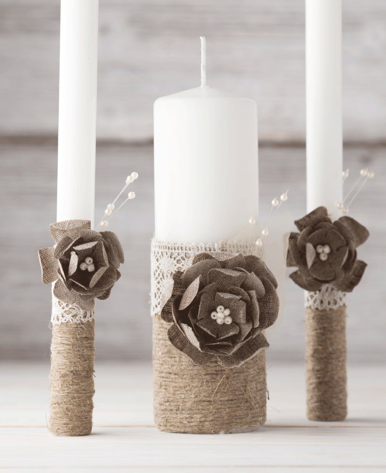 Unity Candle Set for Wedding Ceremony Rustic Candle - Etsy