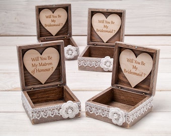 Will You Be My Bridesmaid Box, Bridesmaid Proposal Box, Maid of Honor Gift Box, Sister of the Bride Gift, Bridesmaids Wooden Jewelry box