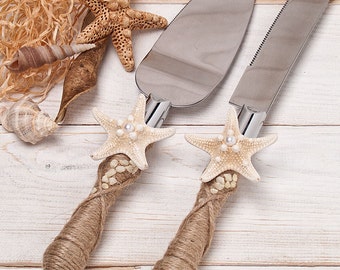 Hochzeit Tortenheber und Messer, Strand Tortenschneider Set, Servierschneider, Strand Hochzeitsmesser Kuchen Schneideset, Nautische Hochzeitstorte Cutter