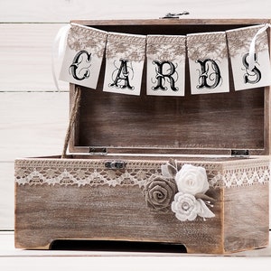 Rustikale Hochzeit Karte Box, Kartenhalter, Holz-Beratung-Box mit Karten Banner, Holz Truhe, Hochzeit Memory Box für das Paar, Geld-Box
