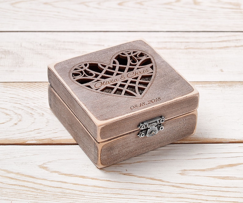 Ring Bearer Box Ring Pillow Personalized Ring Box Custom Wooden Box Wedding Ring Box Ring Bearer Box Rustic Wedding Ring Holder