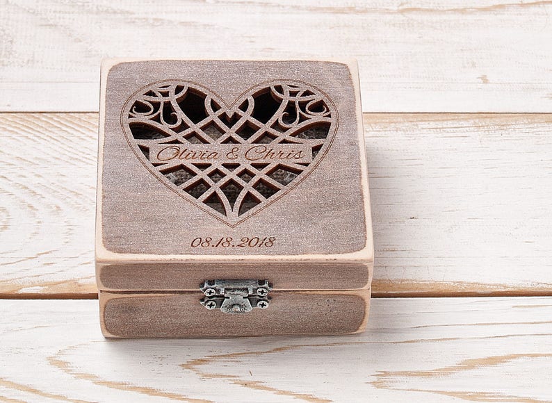Ring Bearer Box Ring Pillow Personalized Ring Box Custom Wooden Box Wedding Ring Box Ring Bearer Box Rustic Wedding Ring Holder