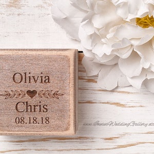 Custom Wedding Ring Box, Wooden Coin Box, Ring Bearer Box, Personalized Ring Box, Ring Holder, Rustic Proposal Box, Ring Gift Box image 2