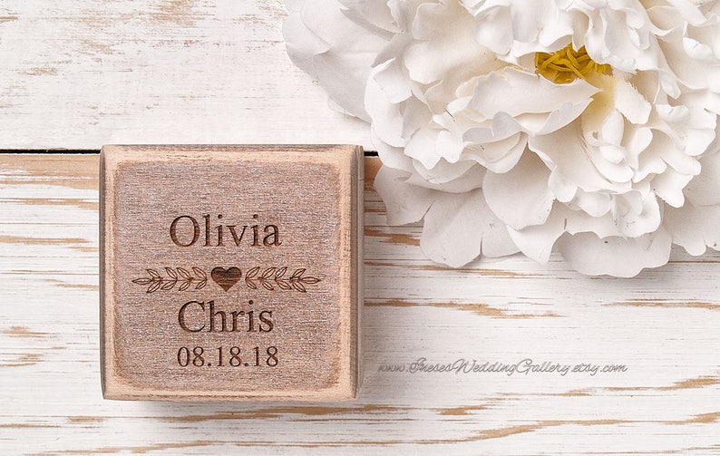 Custom Wedding Ring Box, Wooden Coin Box, Ring Bearer Box, Personalized Ring Box, Ring Holder, Rustic Proposal Box, Ring Gift Box image 2