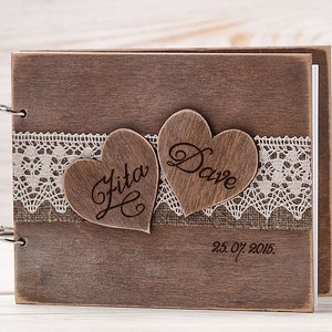 Rustic Wedding Guest Book, Custom Wooden Guestbook, Personalized Wedding Photo Album, Anniversary Gift, Bridal Shower Book