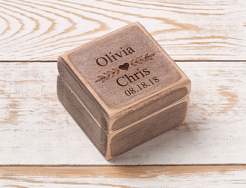 Custom Wedding Ring Box, Wooden Coin Box, Ring Bearer Box, Personalized Ring Box, Ring Holder, Rustic Proposal Box, Ring Gift Box image 1