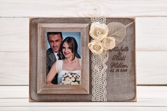 Rustic Wedding Photo Frame, Custom Picture Frame, Wedding Gift for Couples, Personalized  Wedding Frame, Wedding Gift Photo 