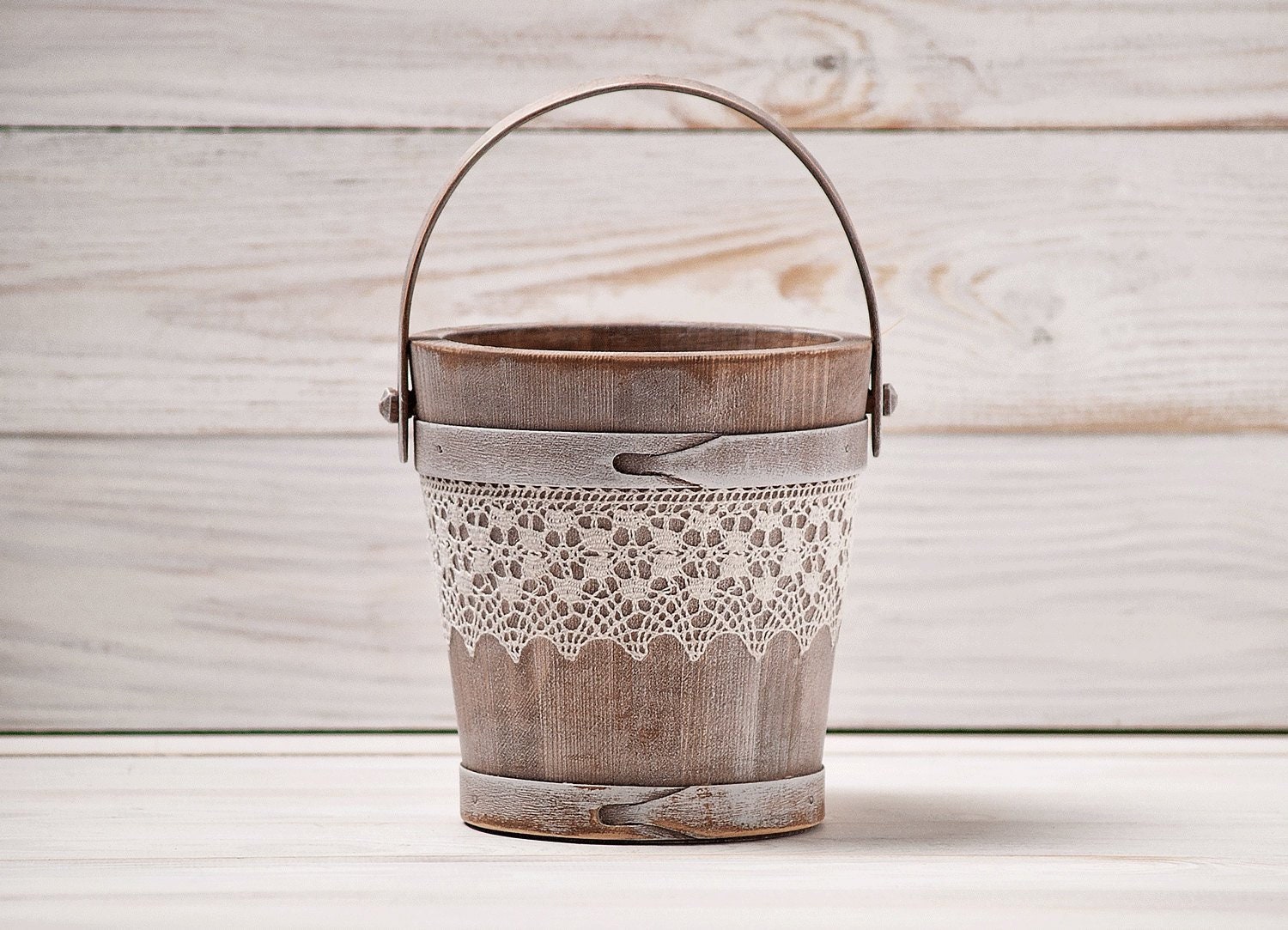 Panier De Mariée En Bois Rustique - Panier De Fleurs Pour Fille D'honneur - Voici La Mariée